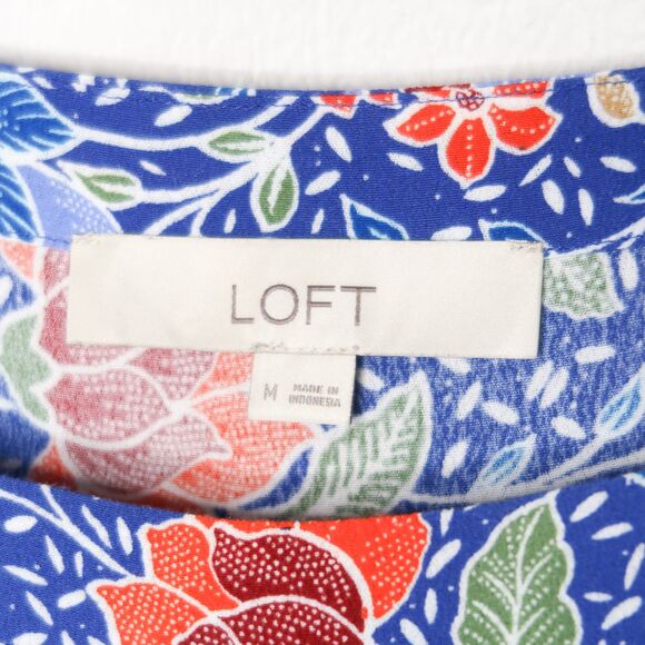 Loft Womens Tank Top Medium Blue Orange Floral Multicolor Feminine Spring Summer - Picture 3 of 7